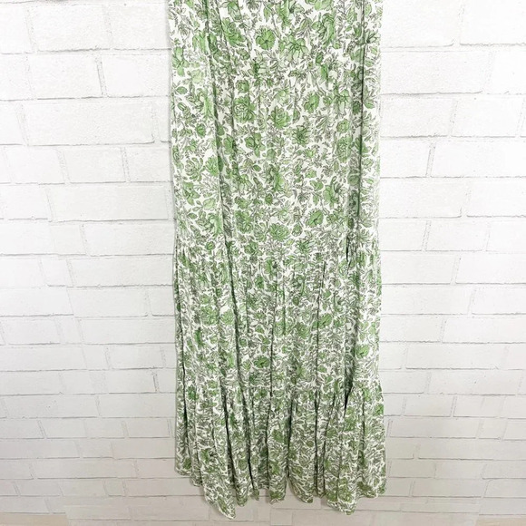 J. Crew Green & White Tiered Maxi Dress in Tossed Floral Print Women's Medium - Picture 5 of 9